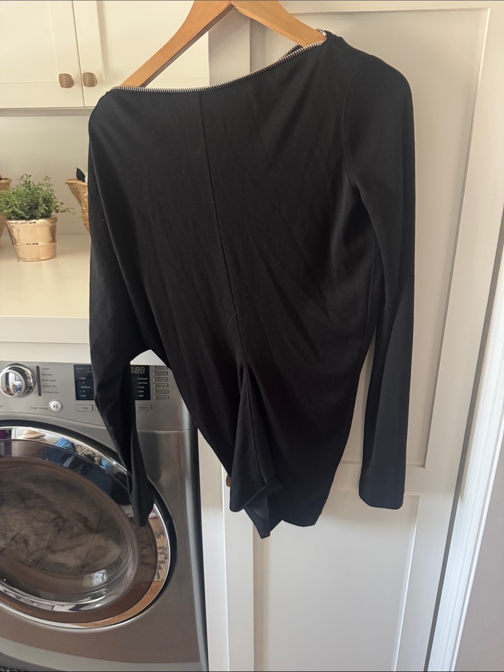 Alexander Wang Black Long-Sleeve Twist-Back Top
